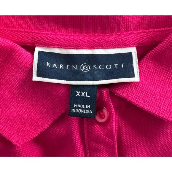 Karen Scott XXL Womens Pink Short Sleeve Polo Shirt 100% Cotton - Picture 3 of 8
